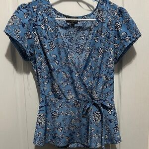 Chic Blue Floral Blouse